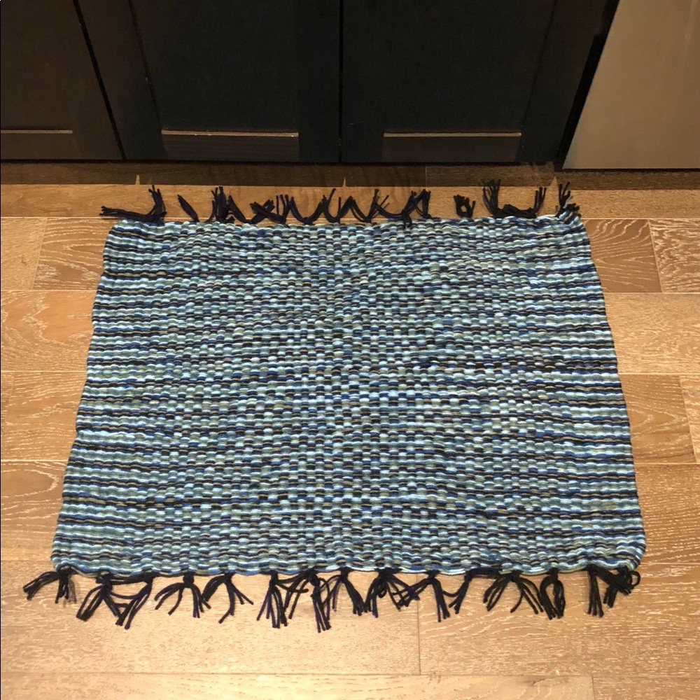 Blue Green Handmade Door Bath Kitchen Mat or Rug